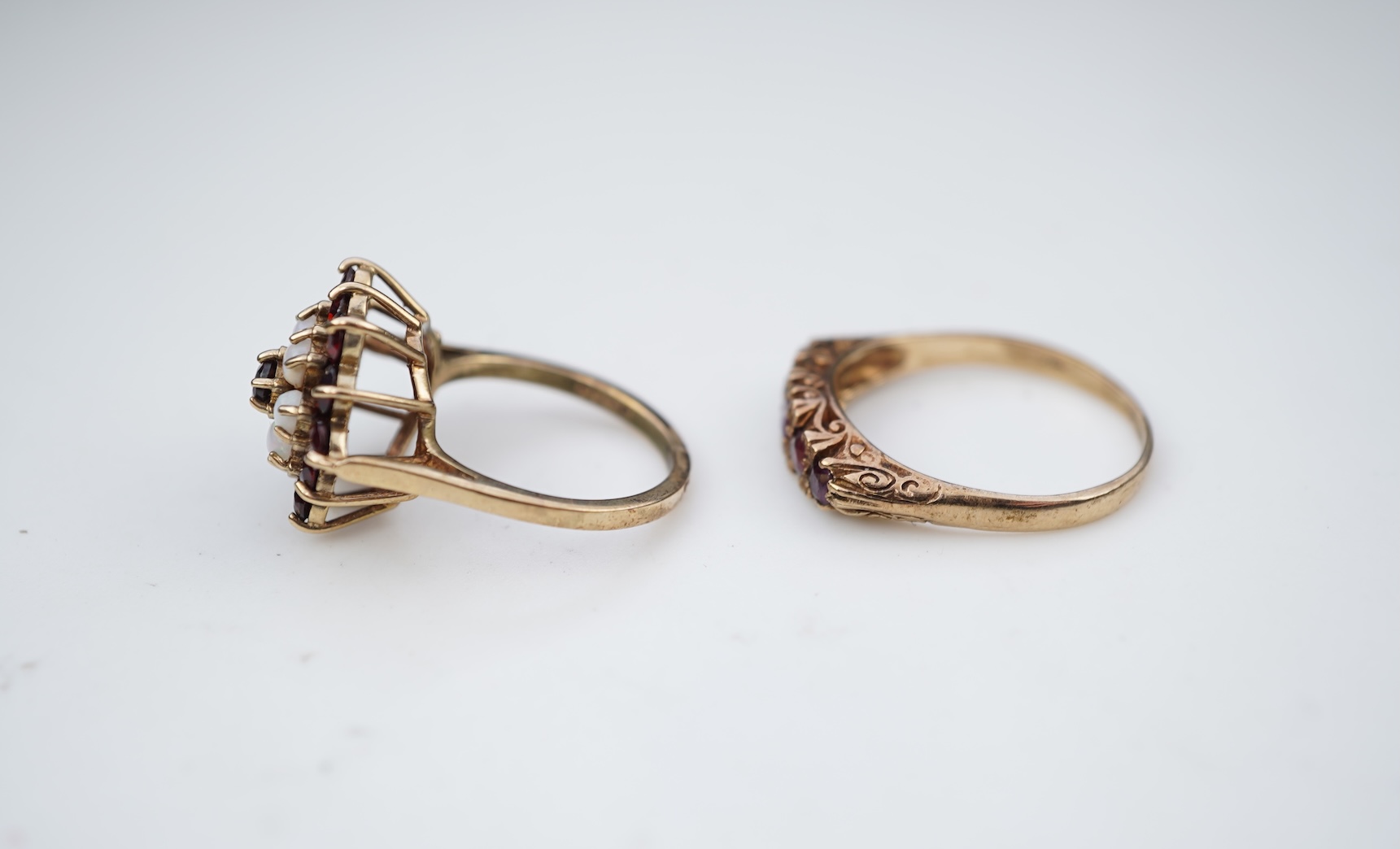 Three rings and a brooch